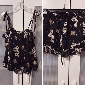 NWT Cleobella Sleepwear Set Celestial Intimates Black Size M